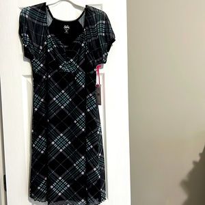 Justice Black and Green Plaid Kids Dress